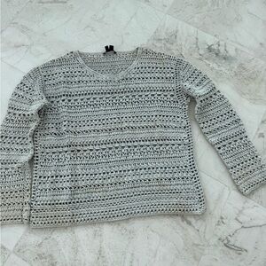 Theory Gray Crochet Sweater